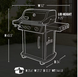 Weber Spirit E-330 Black 3-Burner Liquid Propane Gas Grill with 1 Side Burner