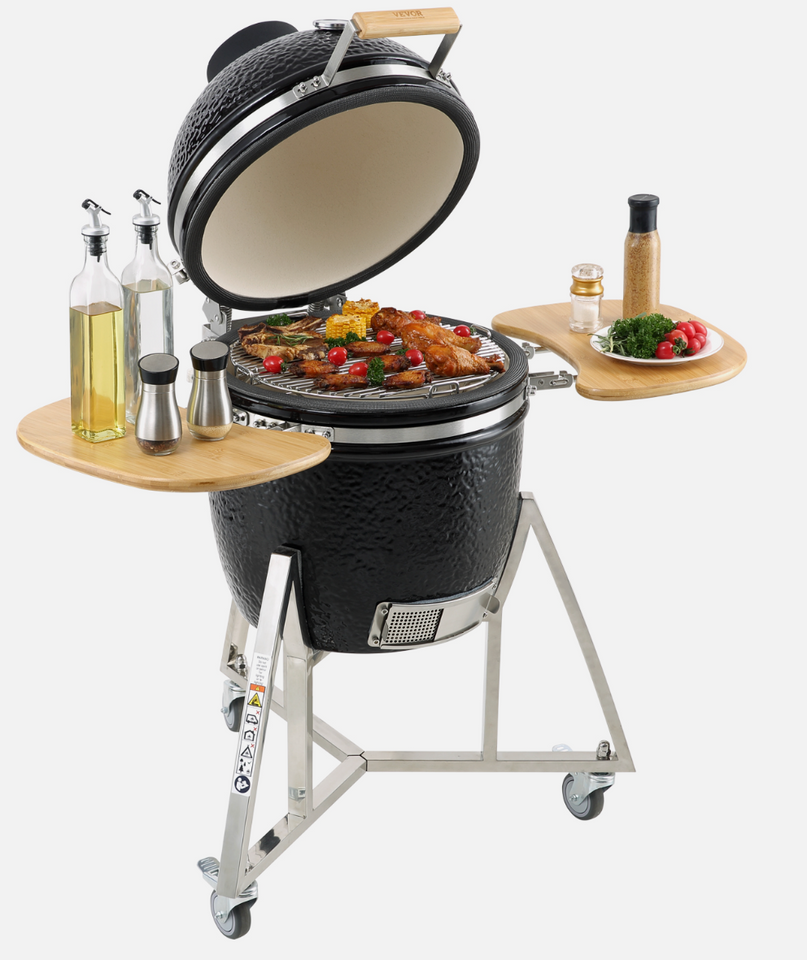 Ceramic Barbecue Grill Smoker Portable Round Outdoor Grill VEVOR 24